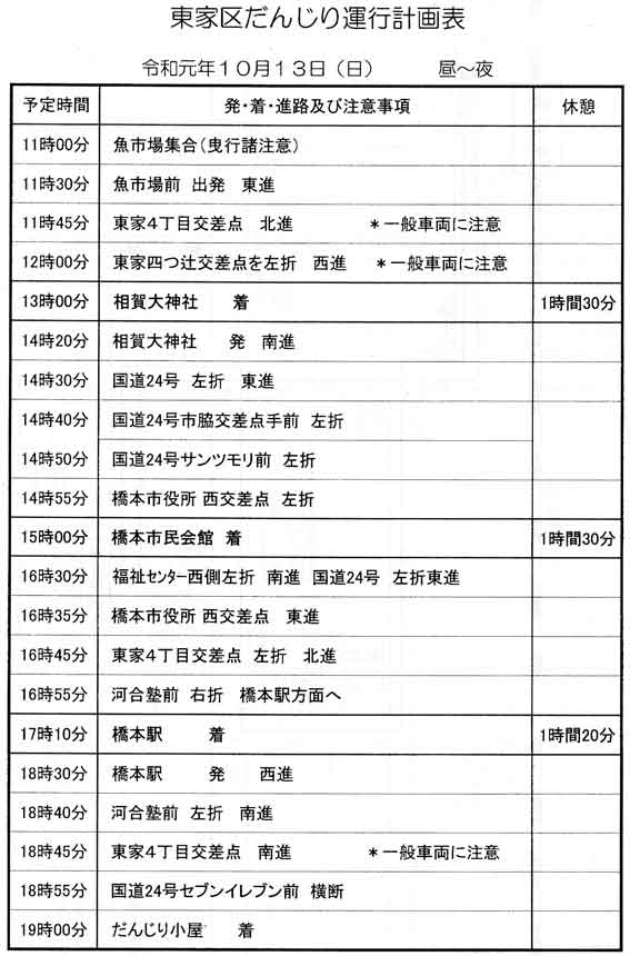 だんじり運行予定02